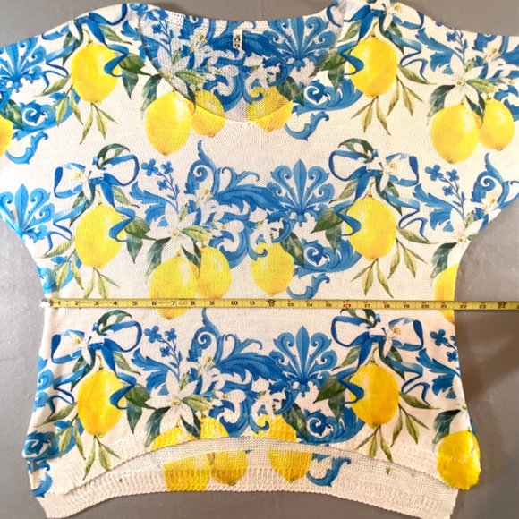 Plus Size Lemon Print Italian Knit Boho Top 2X/3X Resort Summer Blouse - Picture 15 of 16